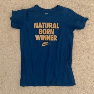 Nike Graphic Boys Blue T-Shirt with gold design